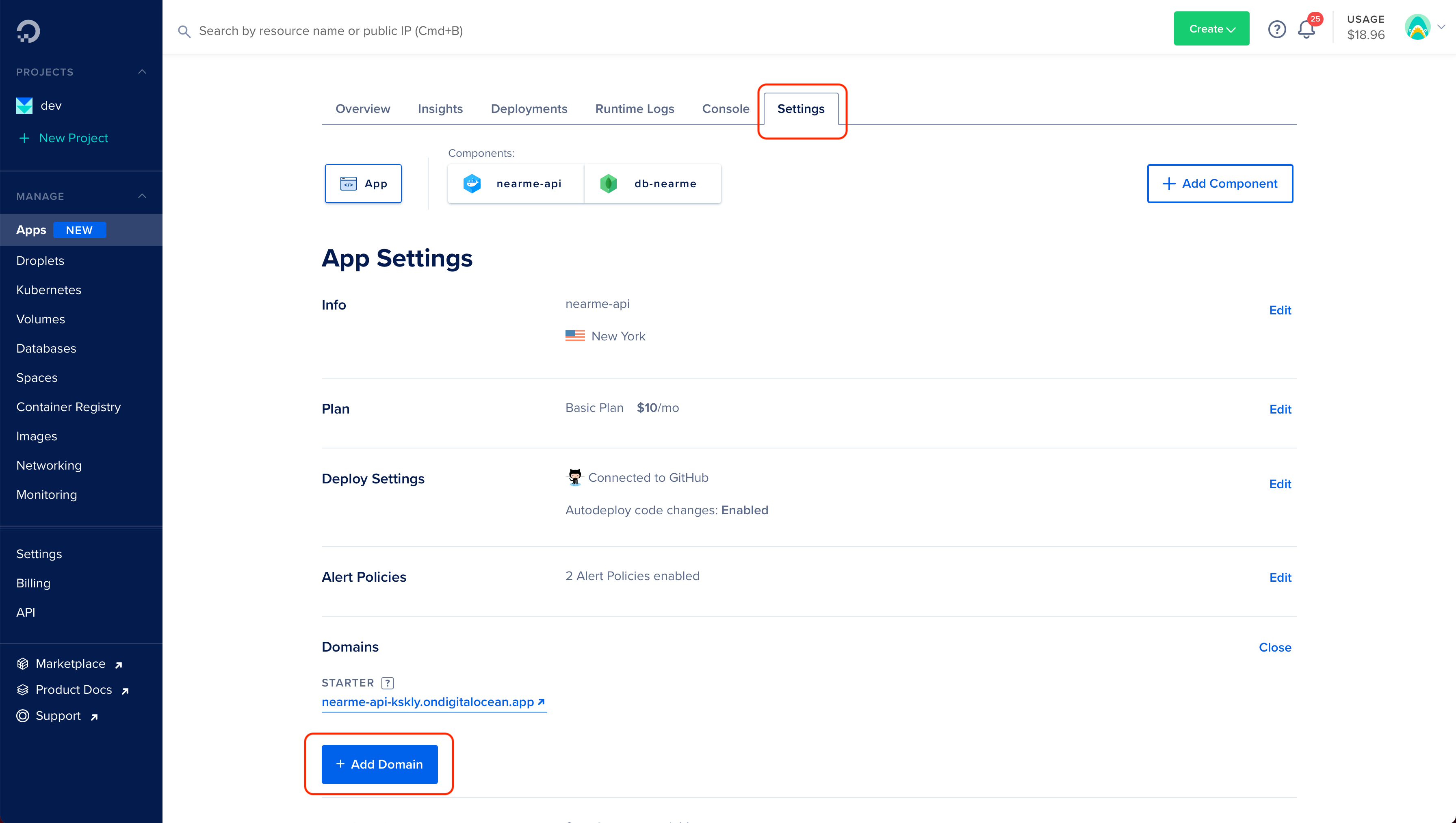 App Platform - Environment variables