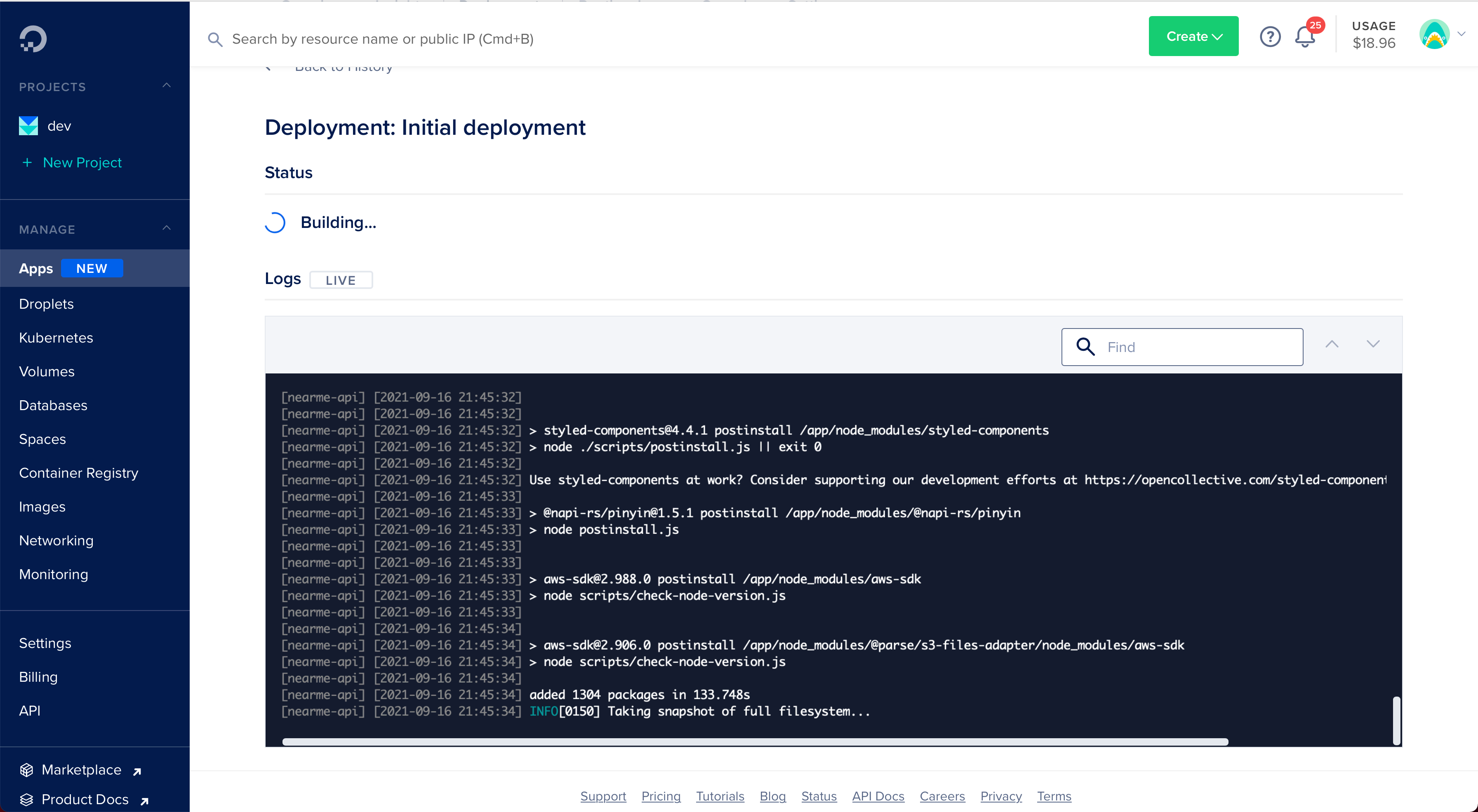 App Platform - Environment variables