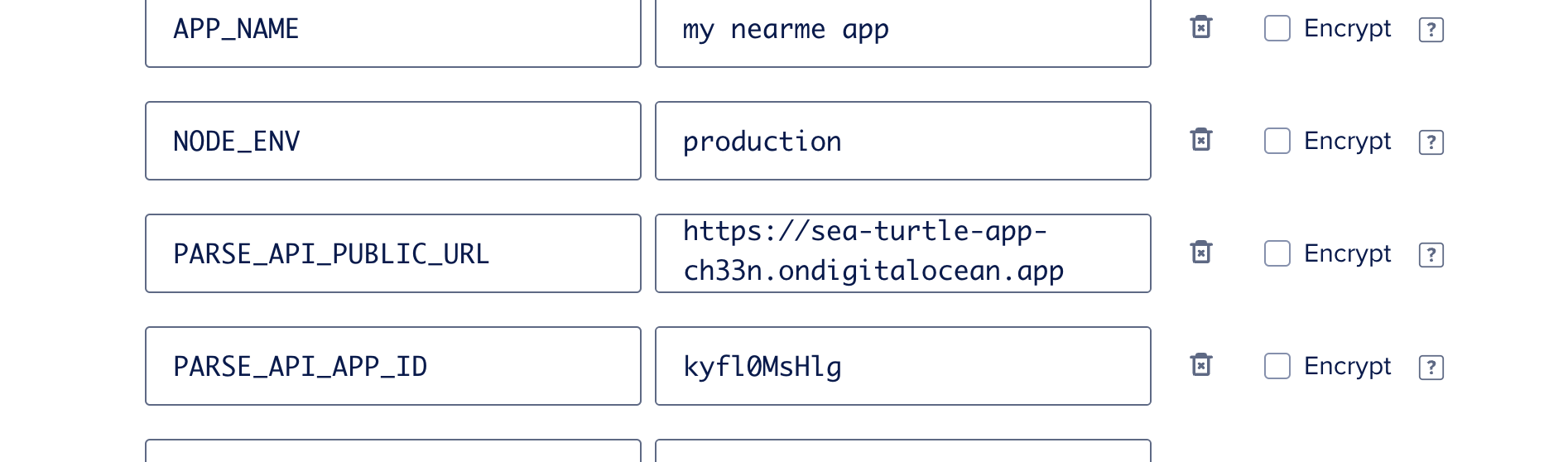 App Platform - Environment variables